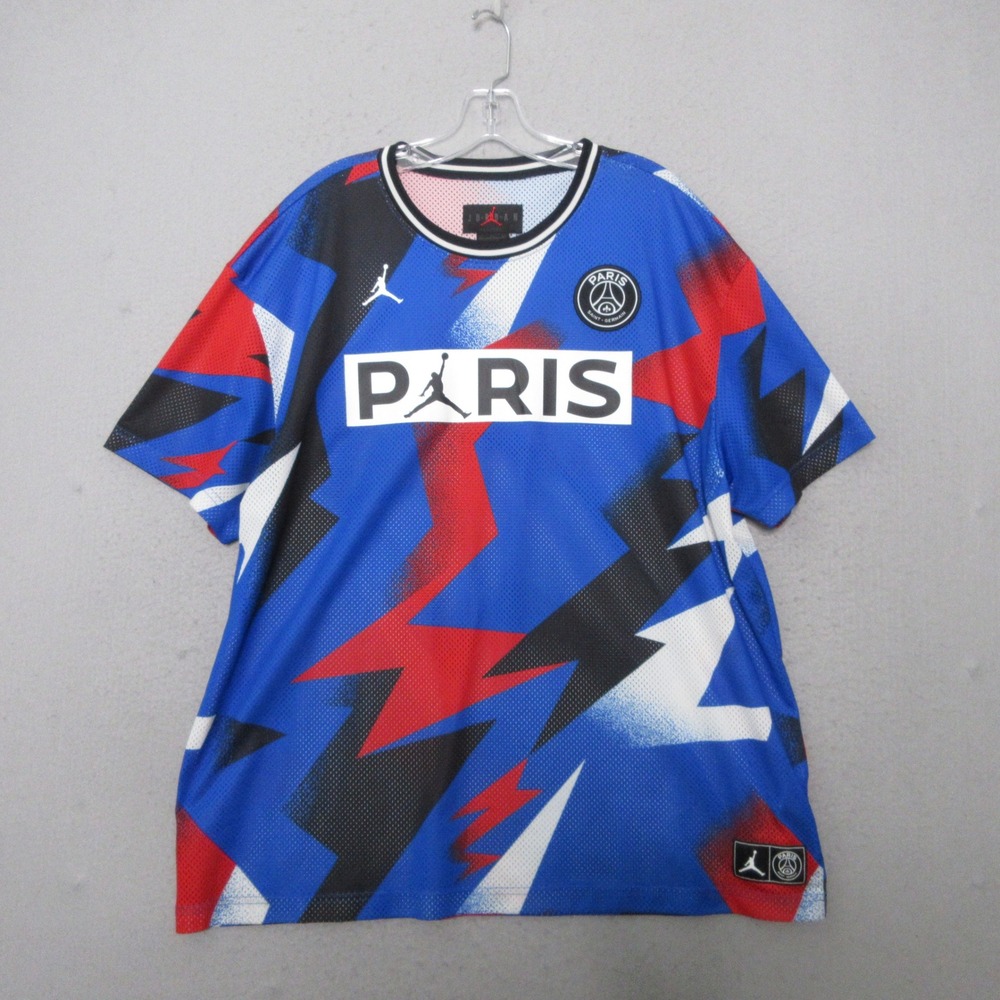 Nike Air Jordan‎ Paris Saint Germain Shirt Men XL Mesh HYPER Blue Red